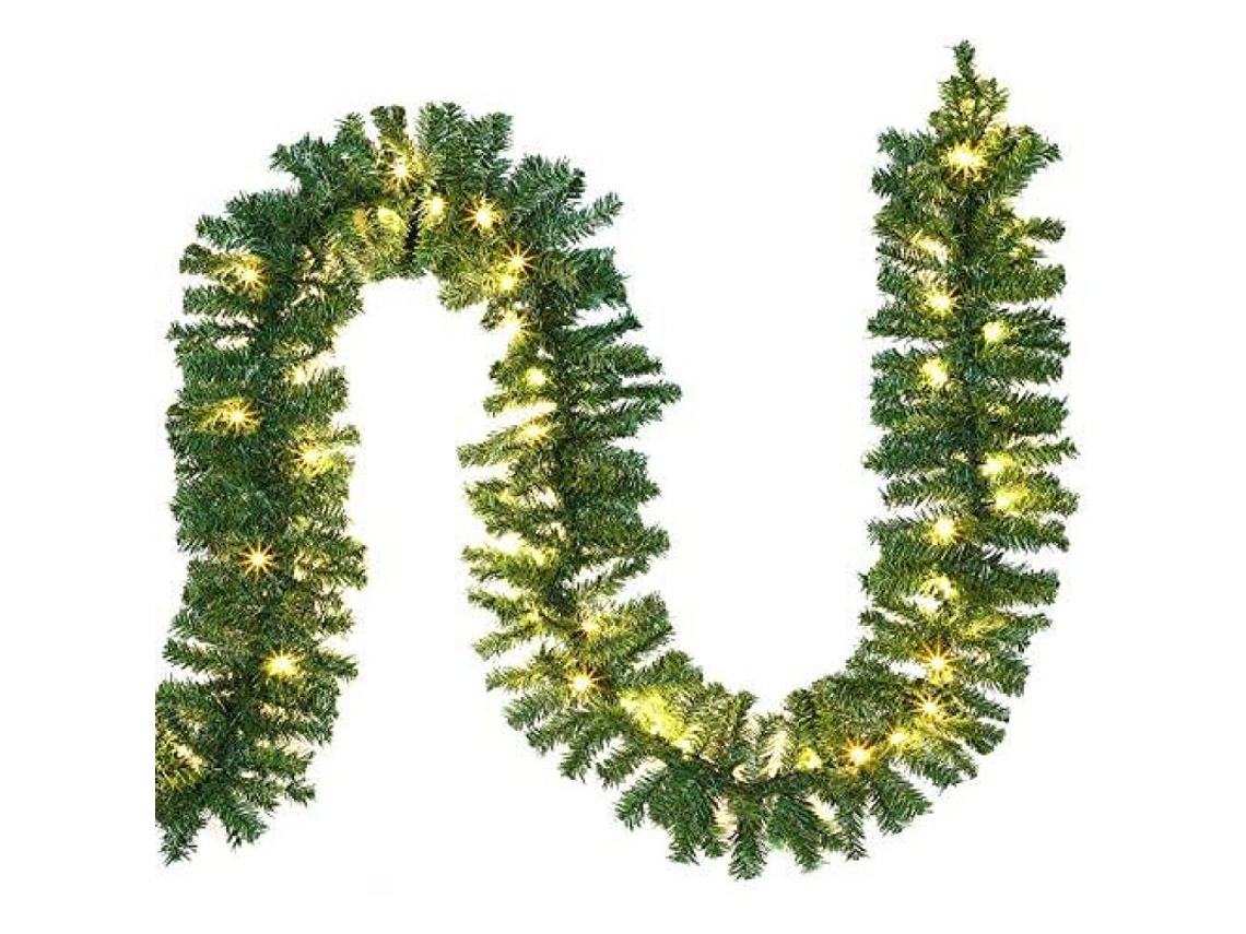 Guirnalda navideña de 2,7 m con 30 LED para decoración de interiores y exteriores, luz blanca cálida.