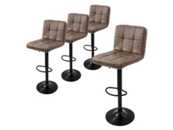 4X Bancos de Bar Castanhos Cadeiras com Assentos Ajustáveis Ao Encosto 63-83 Cm ML-DESIGN