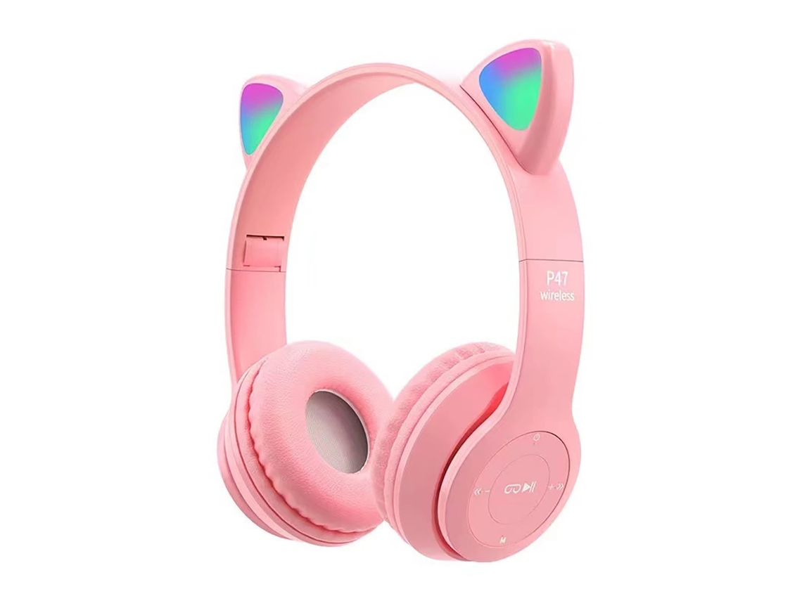 Auriculares Bluetooth True Wireless CHRUI Auriculares Gaming Cat Ear Luces Led Rosa