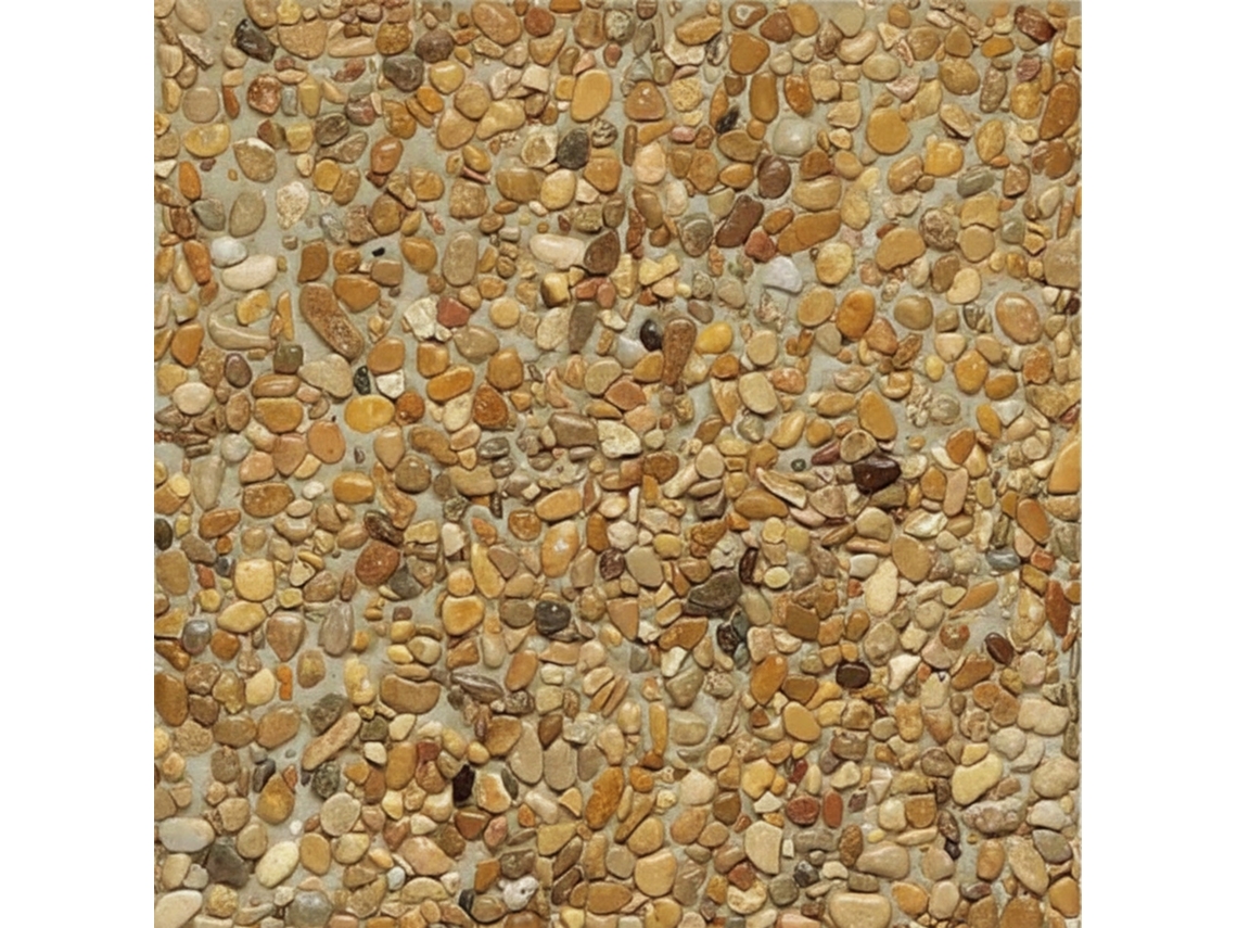 Terrazo De Canto Rodado Piedraviva Amarillo / Pack 15 Un (2.40 M2) / 40x40x4 Cm - Piedra Mediana - Fondo Gris