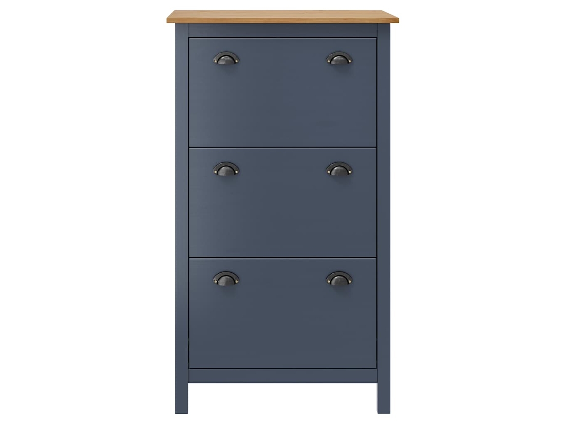 Zapatero Hill de madera maciza de pino, gris, 72 x 35 x 124 cm, EXCLUSIVO DE LA CASA