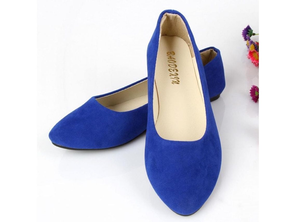 2026-zapatos Planos De Baile Para Mujer Dolly Pumps Slip On Loafers De Gamuza Umr 40 Azul