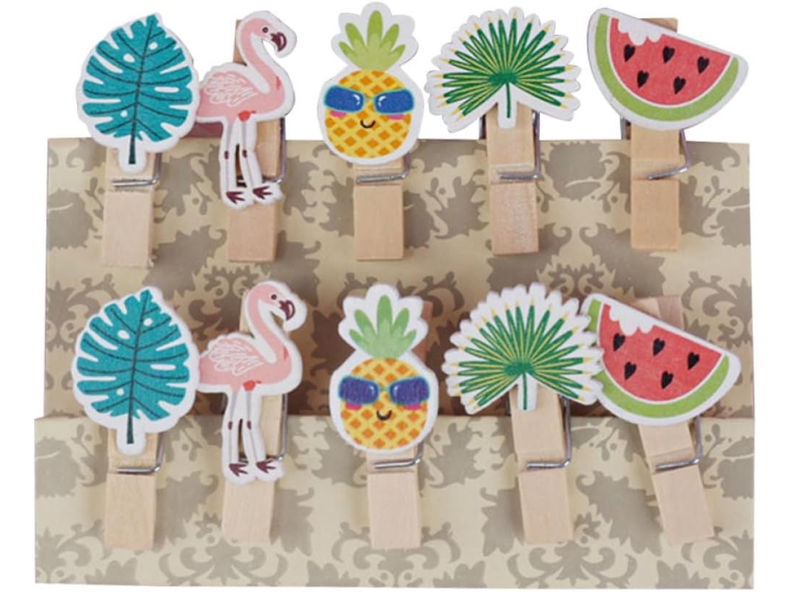 Clips Madera Fotos Diseño Flamencos Frutas Juego 30 Decorativos Soportes Multifuncionales Collage Decoración