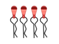 Mali 4pcs Grampo de Corpo Rc em Aço Inox com Cabo de Ligação de Alumínio para Carros Rc 1/8 1/10 Vermelho