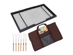 Parrilla plegable para fogatas, ligera, resistente a altas temperaturas, impermeable, con calentamiento uniforme, para acampar al aire libre con perforaciones.