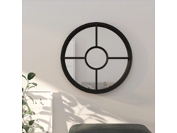 Espejo De Hierro Redondo Negro Para Uso Interior 60x4 Cm