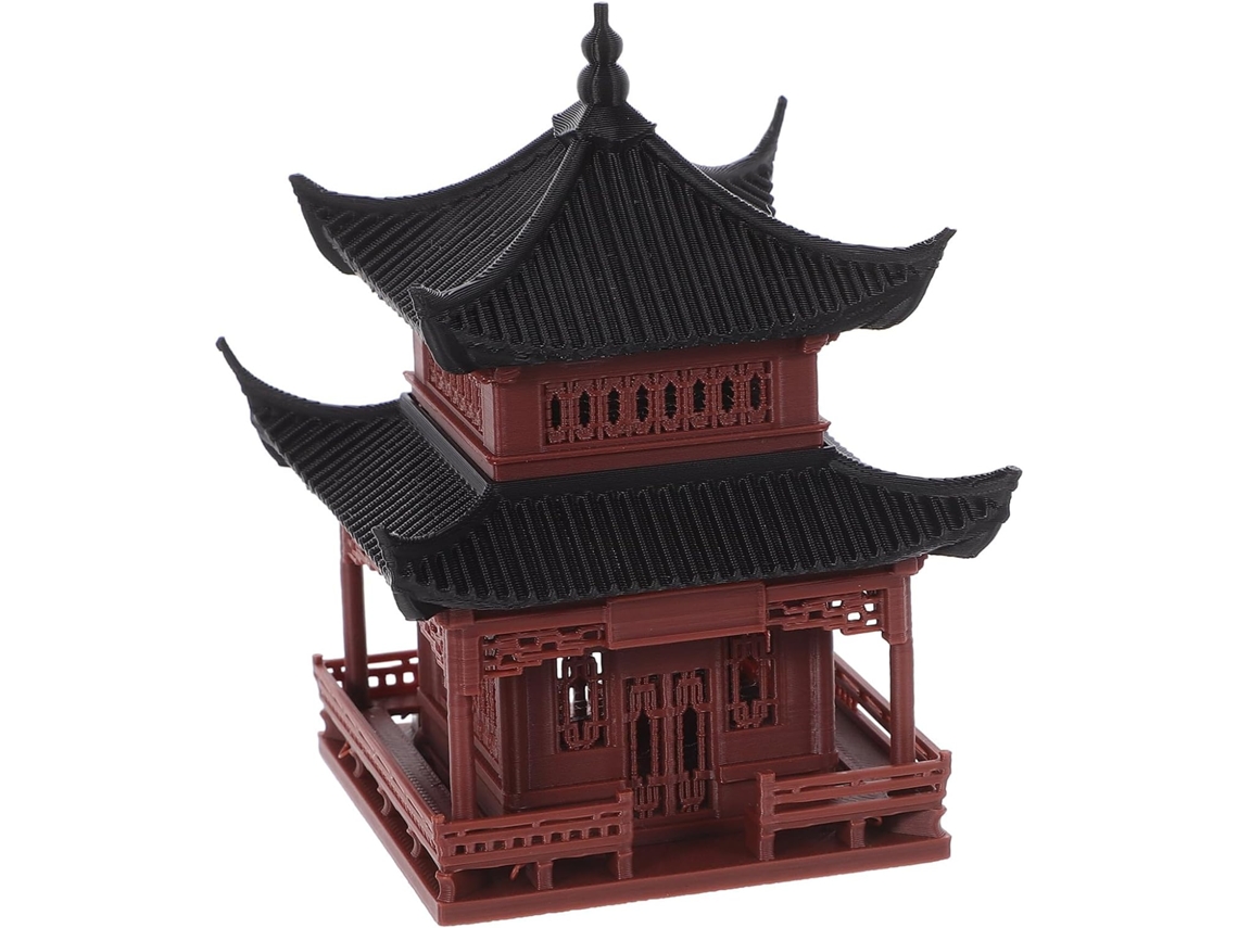 Figura En Miniatura De Pabellón De Estilo Chino Elegante Para Jardín, Fabricada En Plástico Con Delicados Detalles De