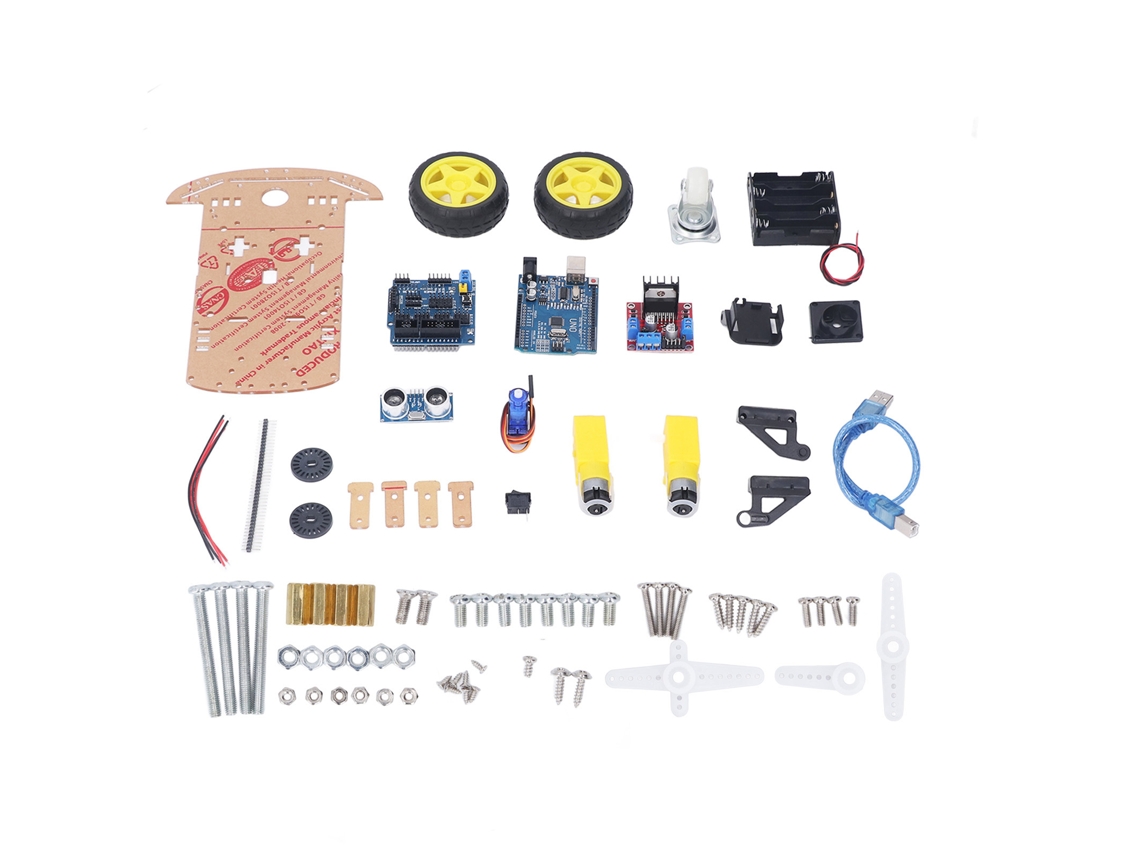 Kit De Chasis De Coche Robot Inteligente Programable 2wd Para Armar Uno Mismo, Con Motor Y Módulo Ultrasónico.