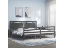 Estructura De Cama Con Cabecero Madera Maciza Gris 200x200 Cm