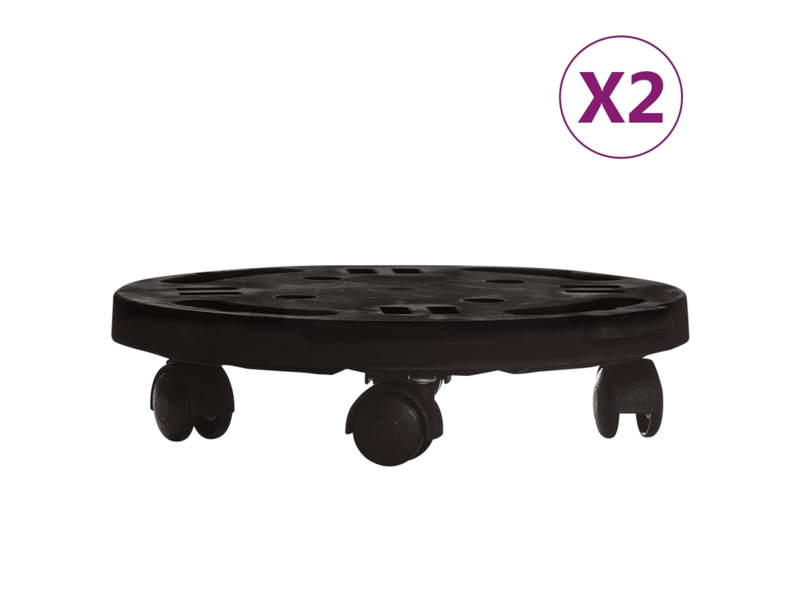 Conjunto 2 Carrito De Plantas VIDAXL Negro Polipropileno (30x30x7 cm)
