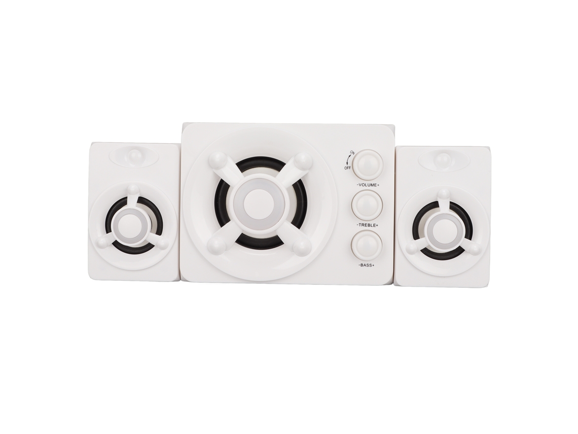 Sistema De Altavoces Usb 2.1 Para Ordenador Con Subwoofer Y Luz Led Rgb Para Pc Portátil - Blanco
