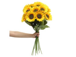 Girasoles artificiales con tallo largo, girasoles artificiales vintage, flores artificiales de seda de colores brillantes, aspecto real, montables para bodas, fiestas...