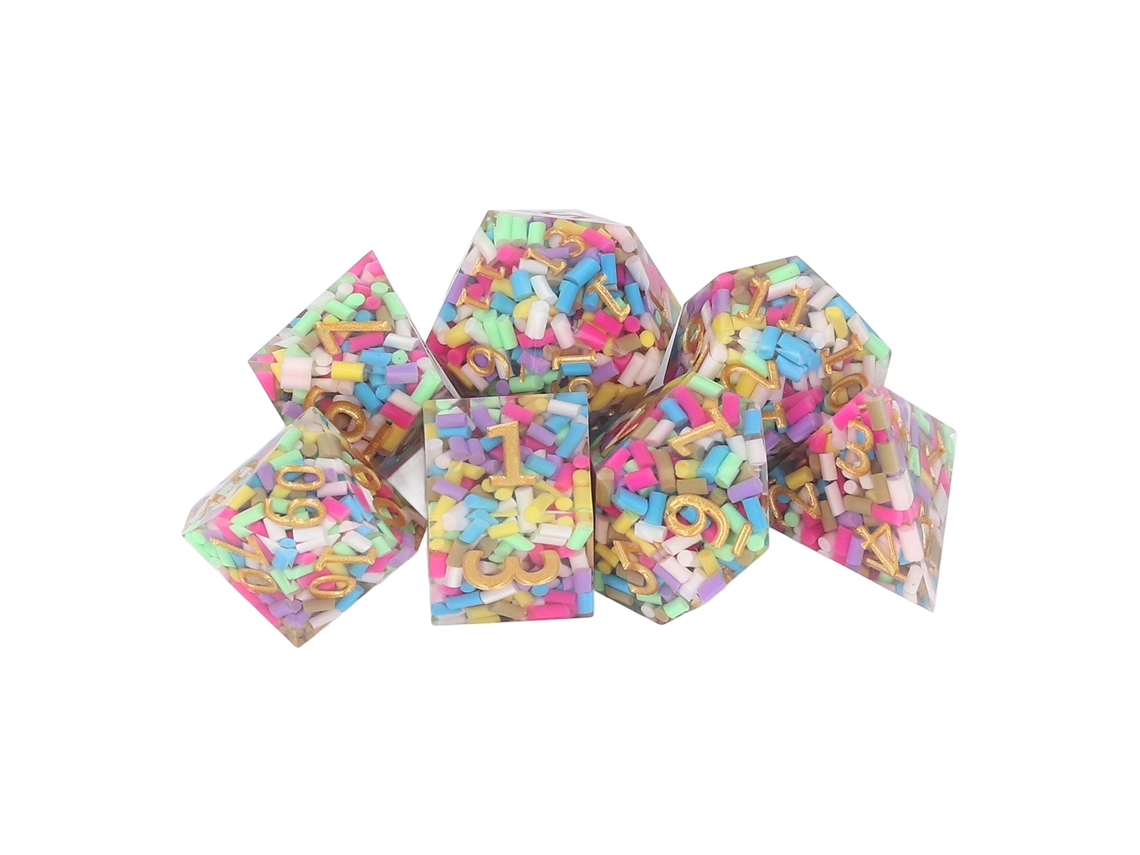Conjunto De Dados De Resina Poliedros 7 Peças Rolamento Equilibrado Para Jogos De Mesa