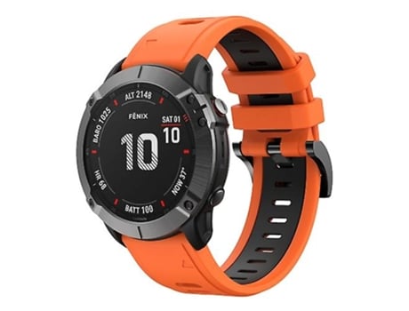 Correa para Garmin Fenix 6 Pro GPS 22 mm Correa de reloj deportiva de silicona bicolor naranja-negro VENISYMLIS