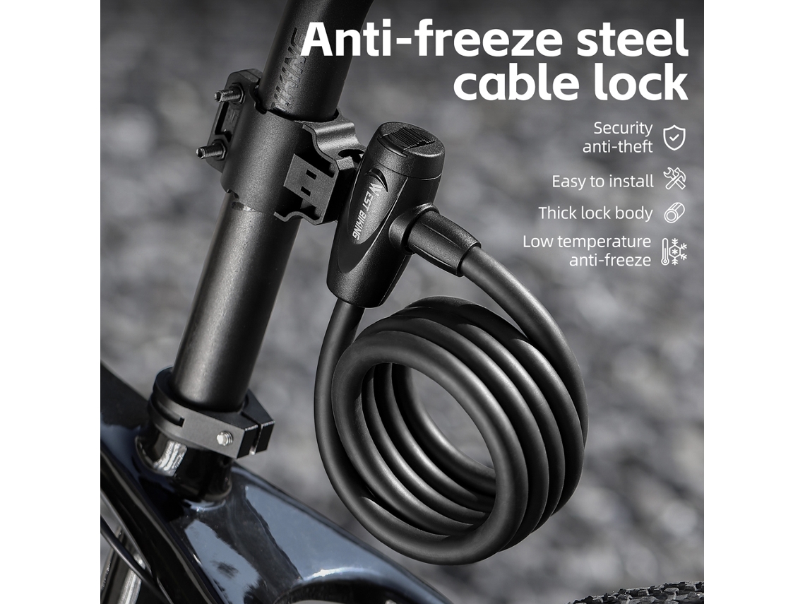 2026-candado De Seguridad Para Bicicleta Anticongelante Cable De Acero Antirrobo Elástico Portátil Para Bicicleta De Carretera
