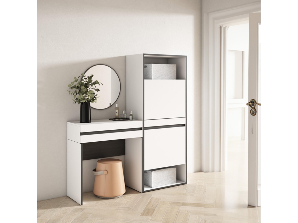 Consola entrada, 130x145x35 cm, Recibidor, Zapatero, Blanco SKRAUT HOME