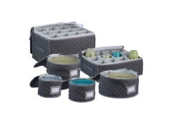 Relaxdays Set De 6 Cajas Para Copas, Almacenamiento De Vajilla, Capacidad Para 12 Platos, Vasos, Tazas, Acolchadas, Gris