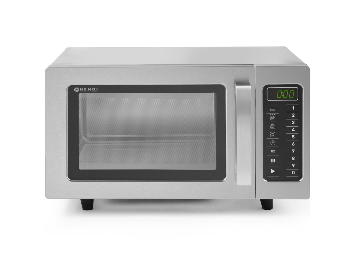 Horno microondas HENDI de 1000 W con ajustes programables.