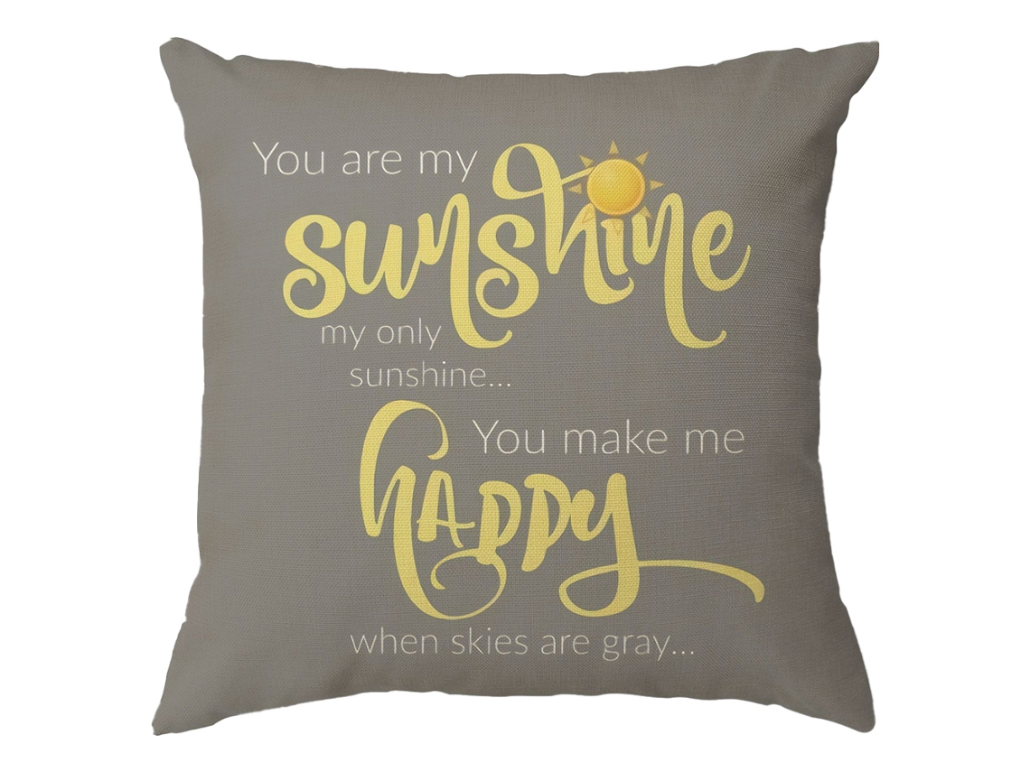 Funda De Almohada De Felpa Con Diseño De Flores Pequeñas, Color Blanco, Amarillo Y Gris.