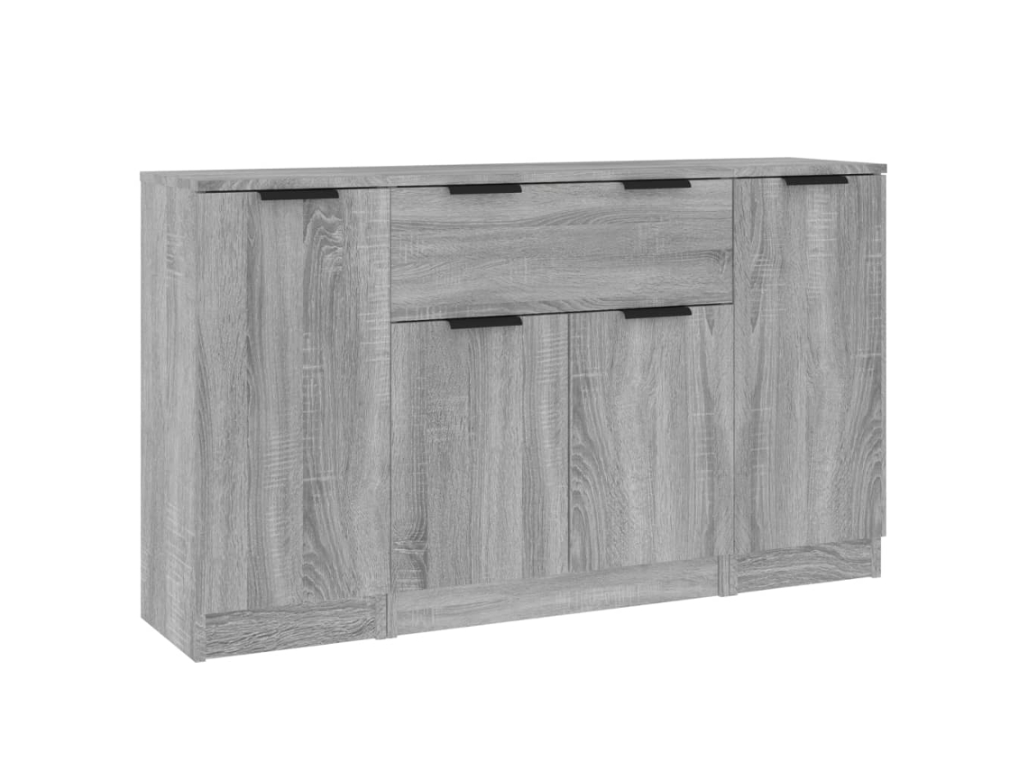 Aparador de 3 piezas en madera gris procesada, Sonoma, EXCLUSIVO DE MAISON