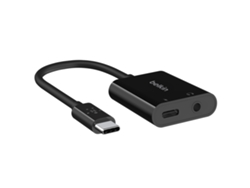 Adaptador de Audio Y Carga Belkin Usb-C de 3,5 Mm A Conector Y Usb-C de 60 W (Negro)