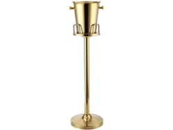 Cubitera para vino con soporte, 5 litros, acero inoxidable dorado, para cerveza, champán, fiestas, uso interior y exterior.