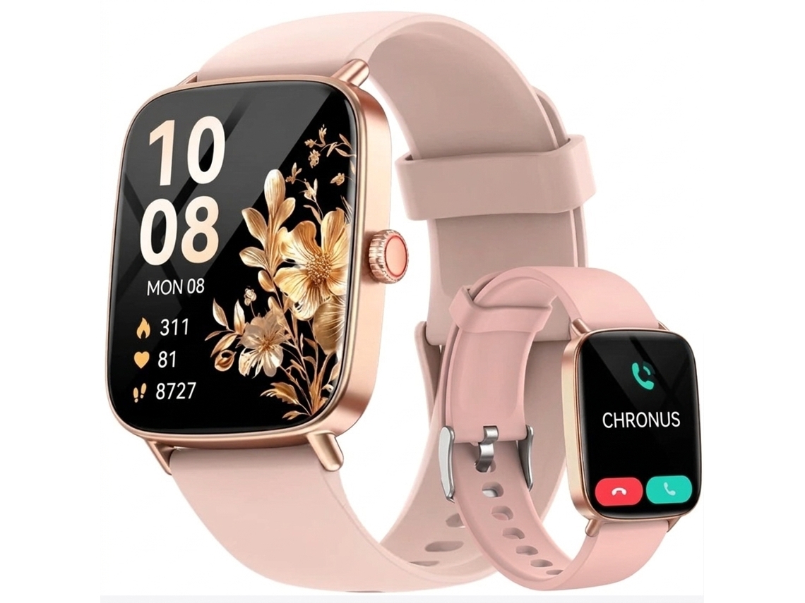 Reloj Inteligente Idw28 Con Bluetooth Llamadas Monitor De Actividad Física Frecuencia Cardíaca Ip68 Correas Dobles Rosa