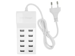 Estación De Carga Usb Inteligente De Pared De 10 Puertos, 40 W, Para Múltiples Dispositivos, Segura Y Compacta.