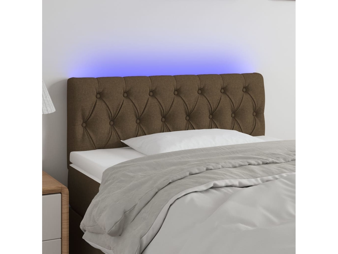 Cabecero Con Led De Tela Marrón Oscuro 100x7x78/88 Cm