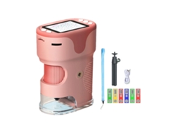 Microscopio digital portátil con lupa, microscopio infantil de 1000x con luz LED y tarjeta de memoria de 32 g (rosa)