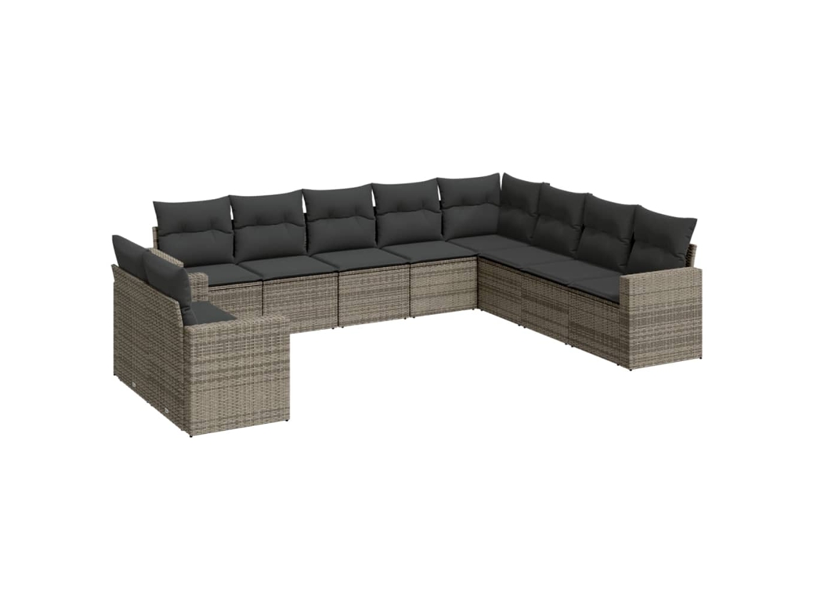 Maison Exclusive - Set De Sofás De Jardín 10 Pzas Con Cojines Ratán Sintético Gris
