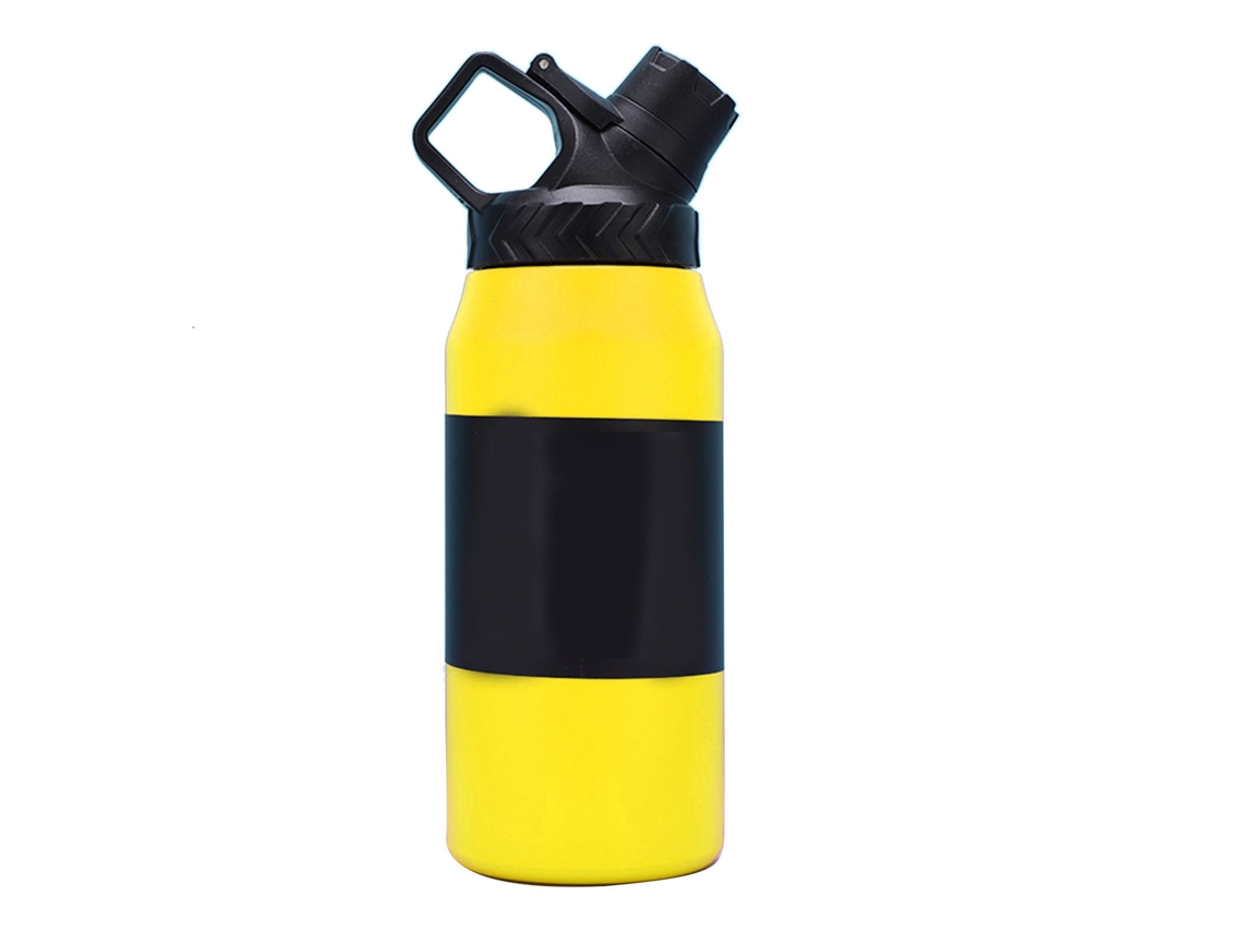 Botella De Acero Inoxidable Con Aislamiento Al Vacío De 750 Ml, A Prueba De Fugas, Ideal Para Deportes Al Aire Libre Y Viajes - Amarilla