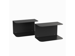 Juego de 2 mesitas de noche Notodden de pared, de acero, 40x23x23 cm, color negro EN.CASA
