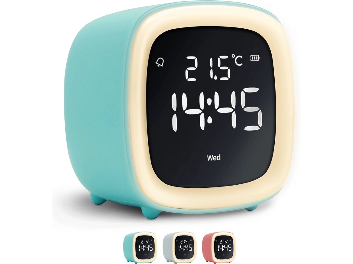 Reloj Azul Claro Recargable 3 Configuración Luz Pantalla Temperatura 12 24h