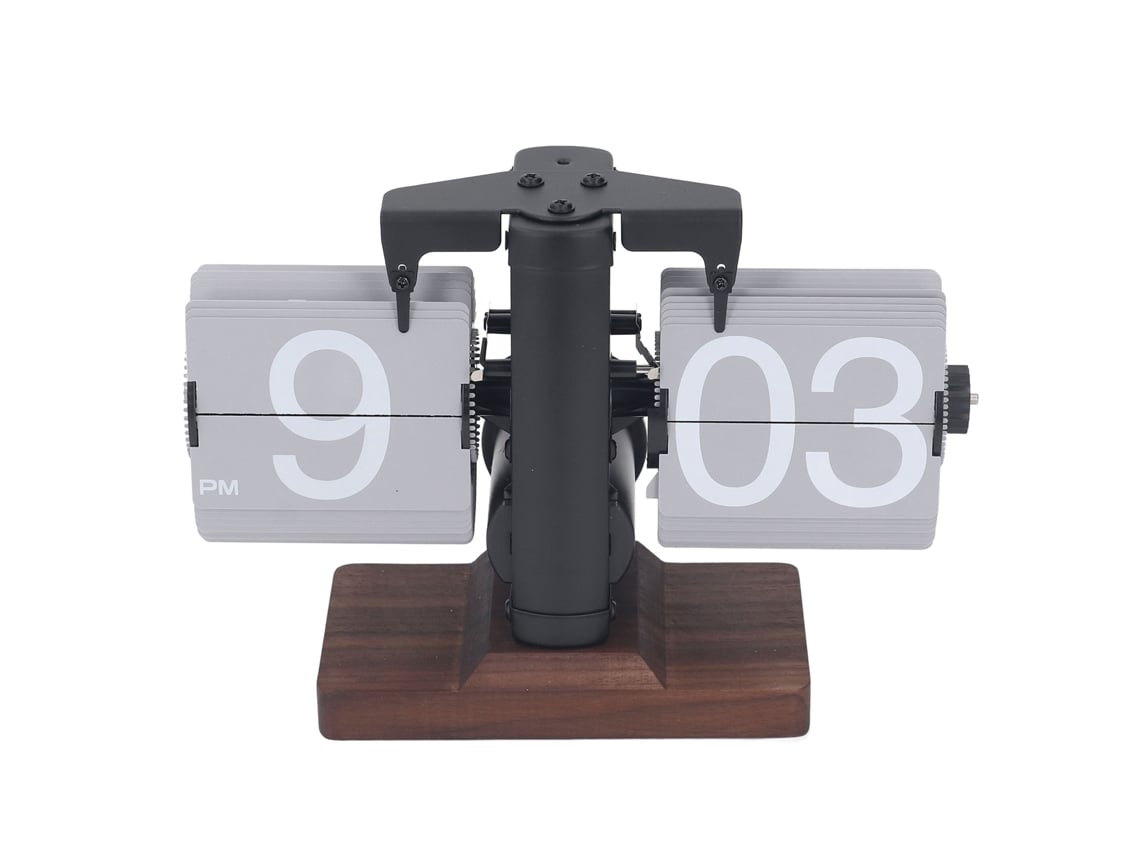 Reloj De Mesa Mecánico Retro Con Mecanismo Giratorio, 12 Horas De Duración, Funciona Con Pilas, Base De Madera, Ideal Para Salón U Oficina.