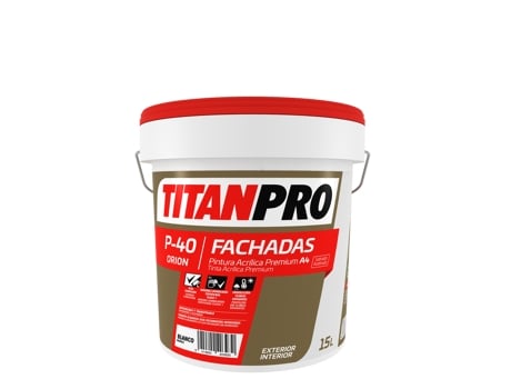 Titanpro P-40 Pintura Acrílica Interior-Exterior Premium Mate Blanco 4L