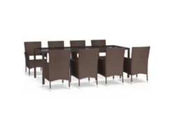Maison Exclusive - Set Comedor Para Jardín 9 Pzas Y Cojines Ratán Sintético Marrón