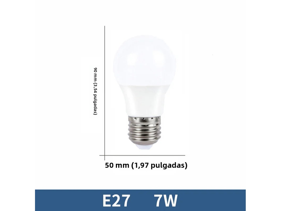 (luz Natural 7w Base Rosca E27) 6 Bombillas Led, De Alta Eficiencia Y Bajo Consumo, Con Una Vida Útil De Hasta 50.000 Horas.
