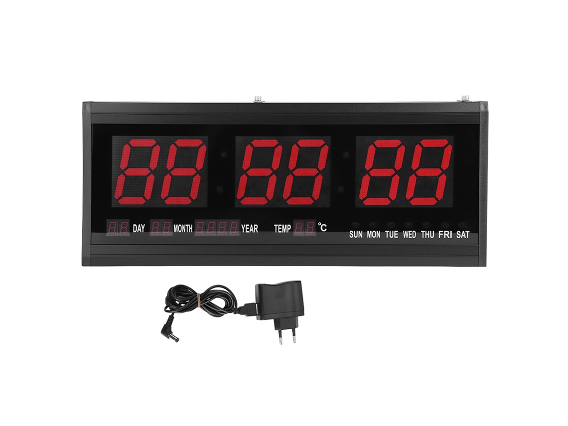 MEOIRUERY Reloj de Pared Digital LED Moderno Grande con Fecha y Temperatura 24 o 12 Horas para Oficina Enchufe UE 110V-240V