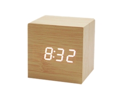 Despertador digital LED cúbico, alarma doble, madera, pantalla electrónica Kofihety