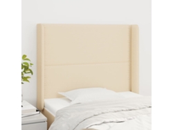 Cabecero Con Orejas De Tela Color Crema 103x16x118/128 Cm