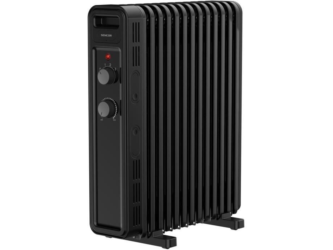 Radiador de aceite eléctrico Sencor Soh 3513bk de 2500 W con 2 botones negros