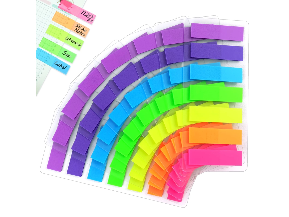 Juego De Etiquetas Adhesivas Para Índice, 1120 Etiquetas Para Marcar Páginas (7 Colores)