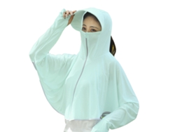 Ropa De Protección Solar Para Mujer Hilo De Hielo Sudadera Con Capucha Cremallera Manga Larga Bufanda Talla L Verde Claro 40‑70kg
