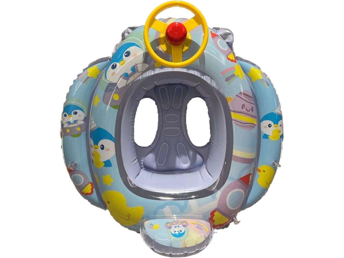 HYMNORA Anillo Hinchable Infantil con Volante y Bocina, Diseño Sirena, Barco para Bebés, Aro de Natación, Juguete Acuático de Verano