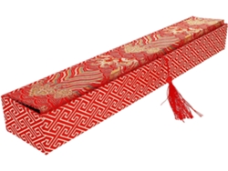 Caja de almacenamiento de tela roja delicada, estilo chino, tapa plegable en forma de abanico, ideal para guardar objetos pequeños - GOKOCO