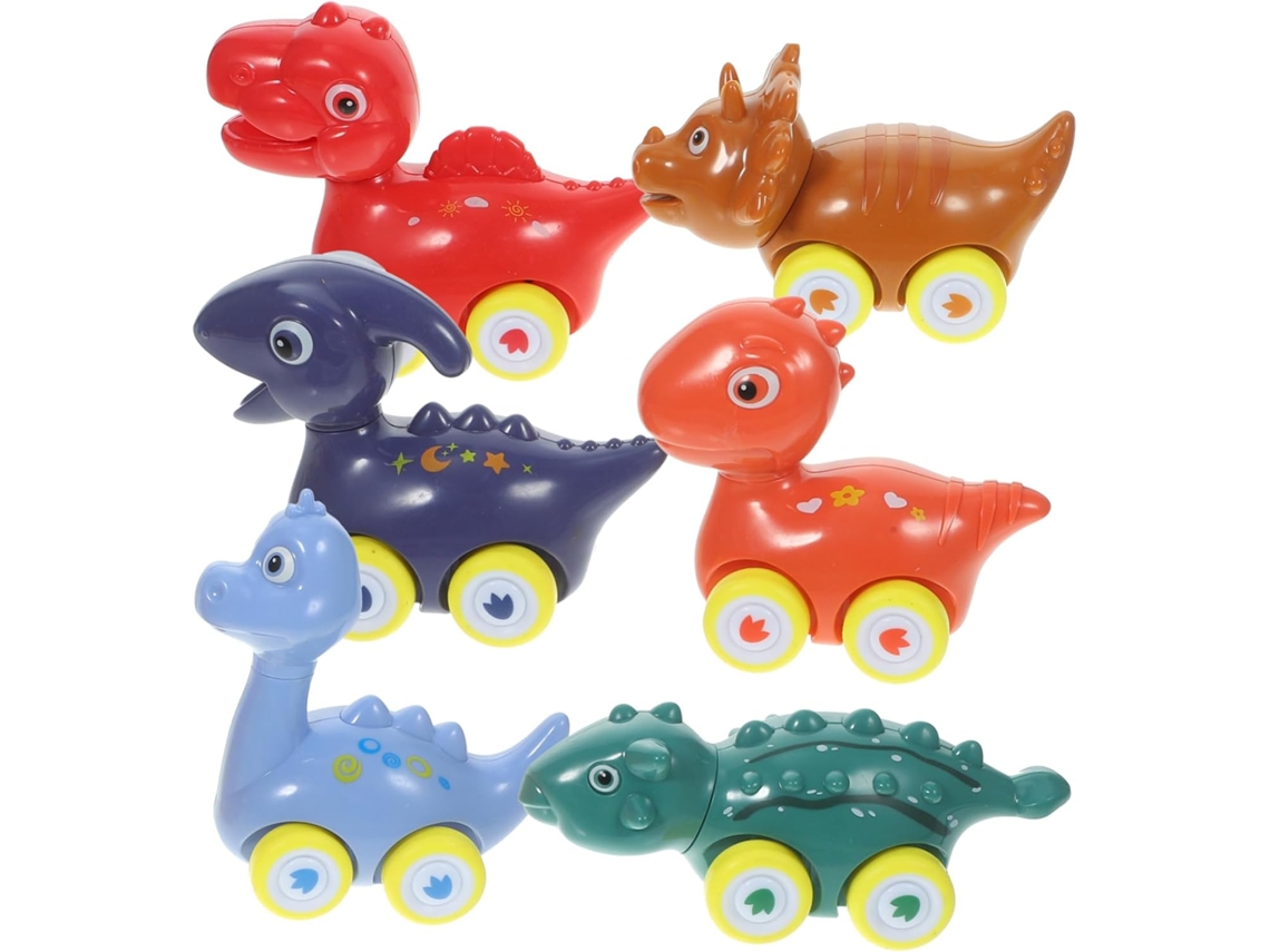 Conjunto De 6 Carrinhos De Dinossauro Com Mecanismo De Fricção, Miniaturas Divertidas