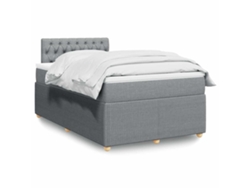 Cama Box Spring Con Colchón Tela Gris Claro 120x200 Cm