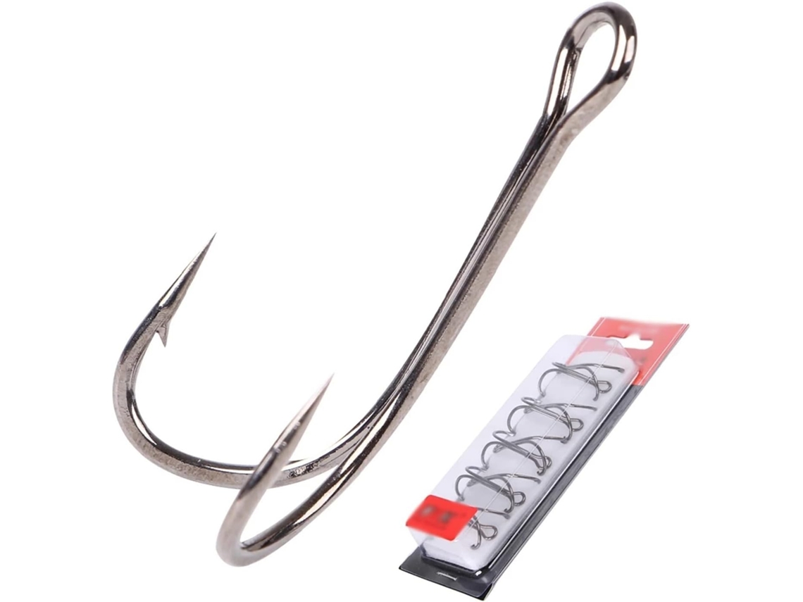Juego De Anzuelos Circulares Portátiles Resistentes A La Humedad, Pesca Doble Anzuelo, 3/0 - 2/0 (10 Piez...