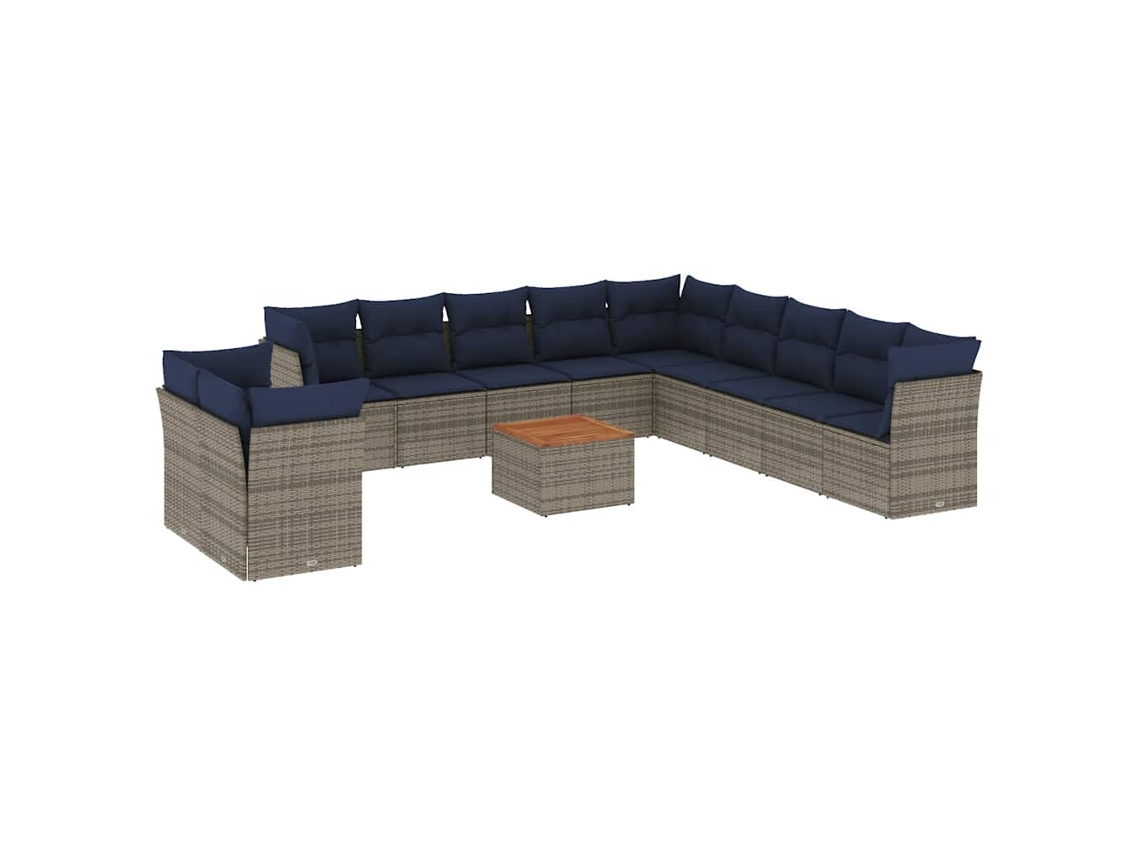 Conjunto de 12 sofás de jardín con cojines de mimbre y patas grises, MAISON EXCLUSIVE (90 x 200 cm)